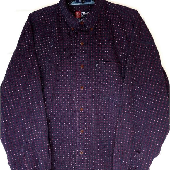 Chaps Ralph Lauren XL Navy Blue Logo Longsleeves Button Up Men's Shirt - Picture 3 of 9